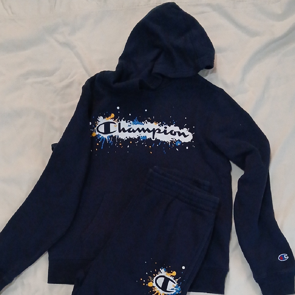 Champion Kids' Dark Blue Hoodie and Sweatpants Set